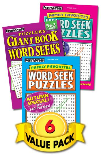 Jumbo Word Seek Books Value Pack Penny Dell Puzzles