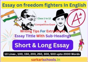 Essay On Freedom Fighters In English For Class