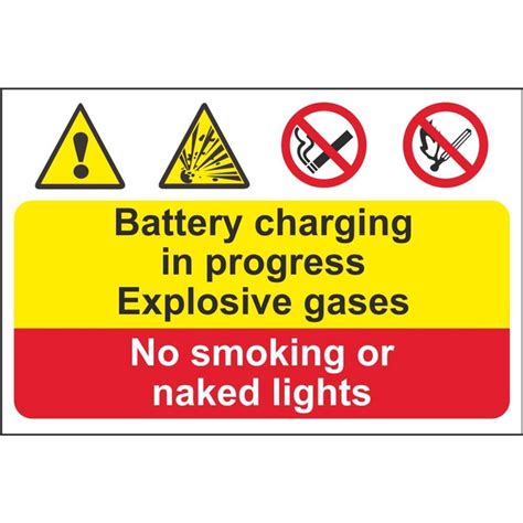 Battery Charging In Progress Explosive Gases No Smoking Or Naked Lights