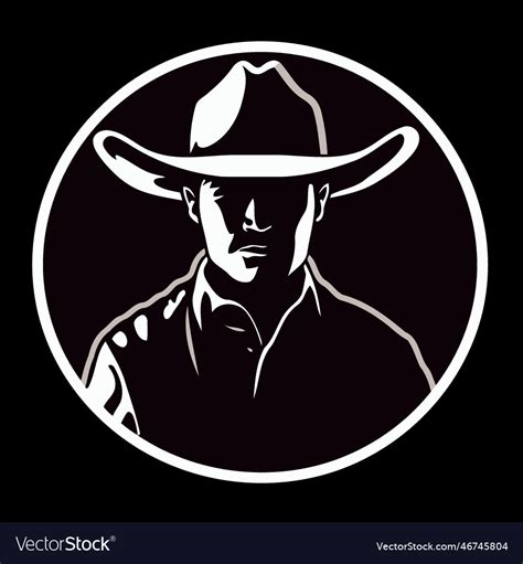 Cowboy man face with hat Royalty Free Vector Image