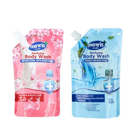 MORRIS BODYWASH DOUBLE ANTI BACTERIAL 450ML BIRU PT Aroma Prima