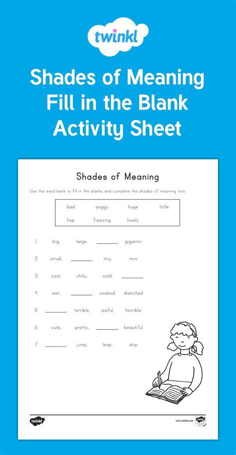 Shades Of Meaning Synonyms Activity Use This Lovely Activity Sheet