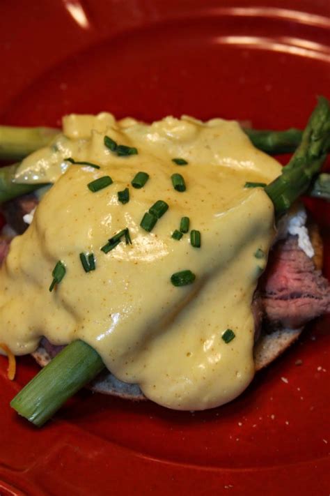 Welcome Home Steak And Asparagus Eggs Benedict With Spicy Hollandaise