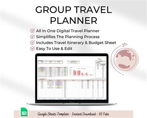 Travel Planner Google Sheets Vacation Planner Spreadsheet Travel