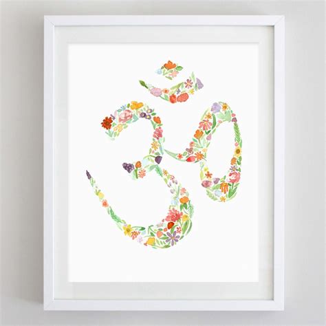 Om Sign Floral Watercolor Art Print - Etsy