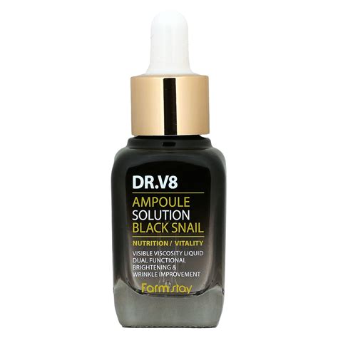 Farmstay Dr V8 Ampoule Solution Black Snail 1 01 Fl Oz 30 Ml