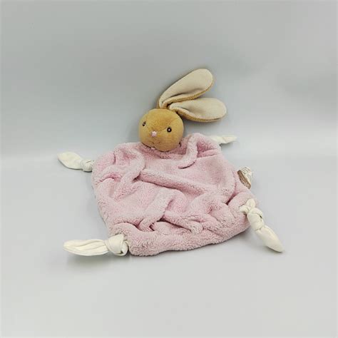 Doudou Plat Lapin Plume Rose Kaloo