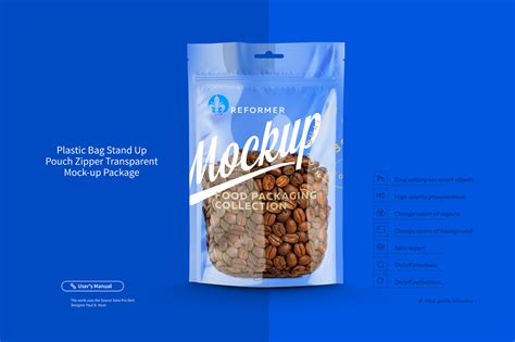 Plastic Bag Stand Up Pouch Zipper Transparent Mock Up Behance