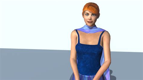 Redhead Girl In Blue Dress 3d Model Animated Cgtrader