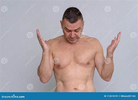 Portrait Of Naked Mature Man Looking Frustrated Stock Image Image Of Erectile Sexual
