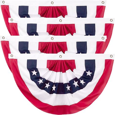 4 Pack Usa Pleated Fan Flags American Us Bunting Flags