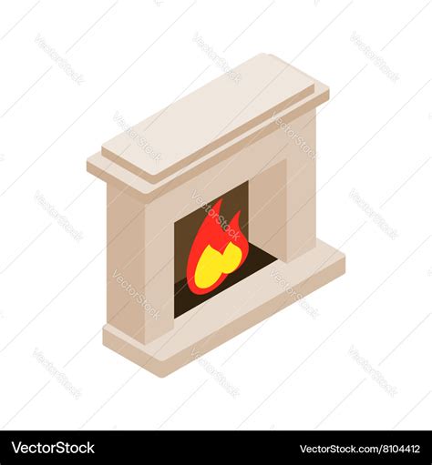 Burning Fireplace Icon Isometric D Style Vector Image