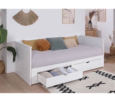 Lit Banquette Extensible 90x200 Blanc Miho Lit Enfant But