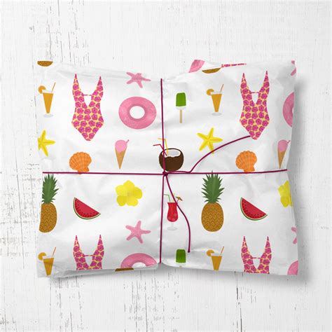 Wrapping Paper Roll Holiday Bikini Gift Wrap Fun Colourful Etsy