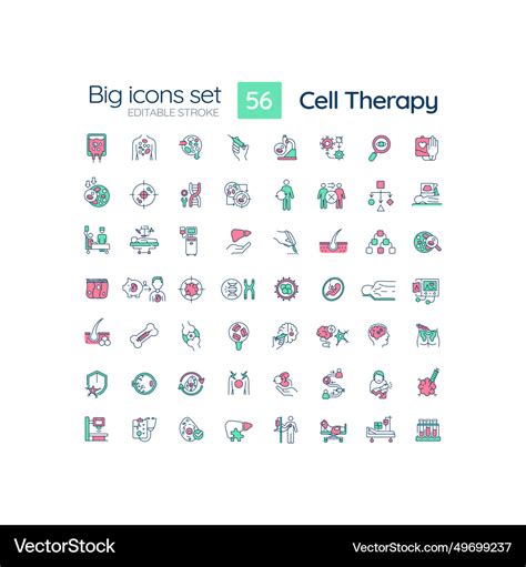 2d Editable Multicolor Big Linear Icons Set Vector Image