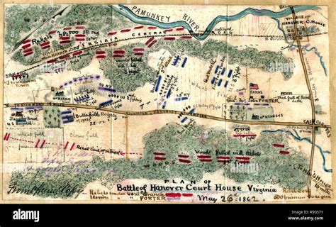 Map Of Battle Of Hanover Court House Virginia May 26 1862 American