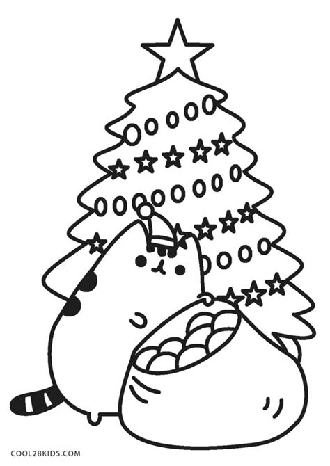 Pusheen Christmas Coloring Pages