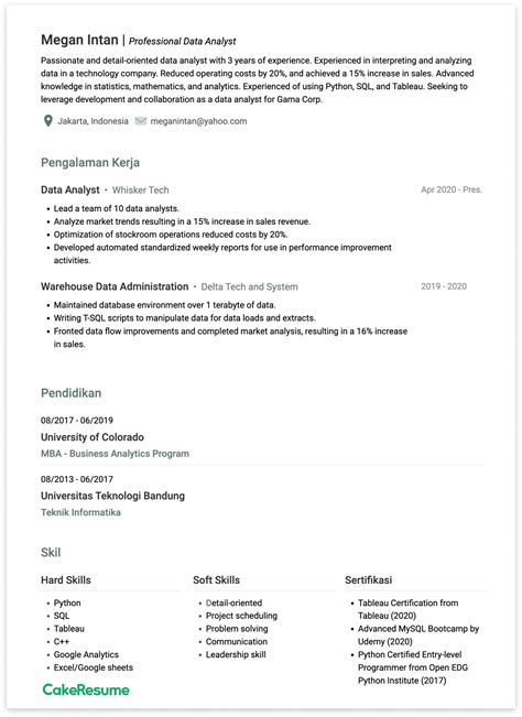 Cara Membuat CV ATS Friendly Template Gratis CakeResume