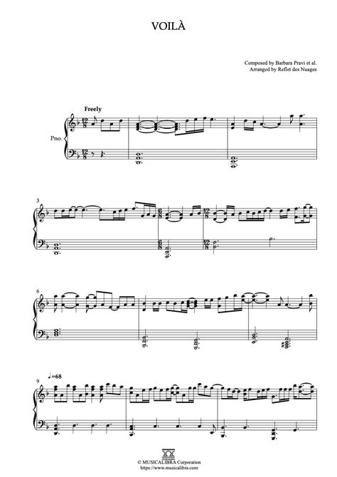 Piano Solo Sheet Music Voil Barbara Pravi Musicalibra