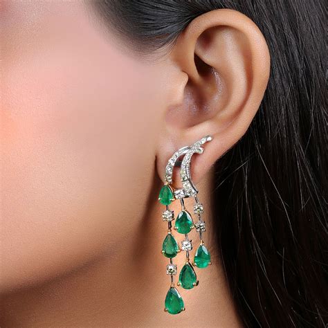 Details Genuine Emerald Drop Earrings Esthdonghoadian