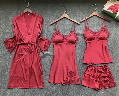Robe Gown Sets Night Dress Pieces Sleepwear Lingerie Night Dress
