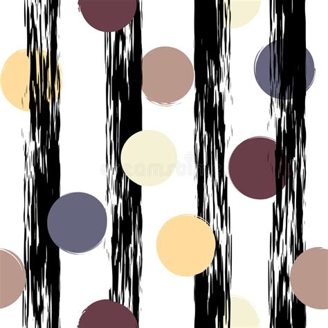 Cute Vector Geometric Seamless Pattern Brush Strokes Hand Drawn