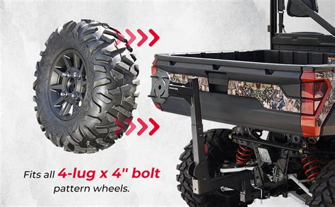 Kemimoto Utv Spare Tire Mount 2 Receiver Hitch Mounted Heavy Duty Tire Carrier