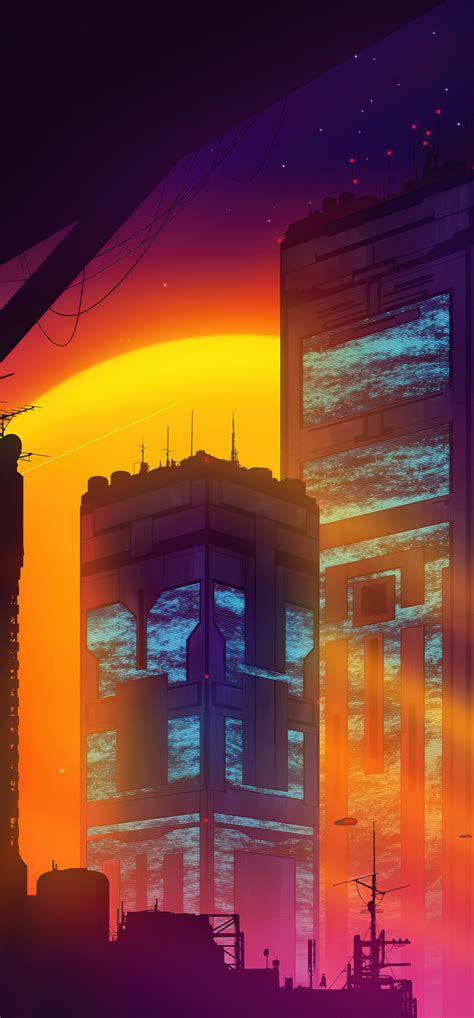 1242x2668 Synthwave Buildings 4k Iphone Xs Max Hd 4k Wallpapersimagesbackgroundsphotos And