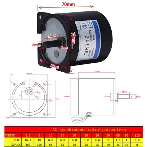 70KTYZ Mini Permanent Magnetic Synchronism Motor 220V AC 40W Micro Gear