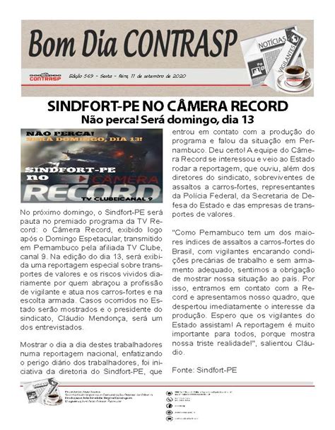 BOM DIA CONTRASP SINDFORT PE NO CÂMERA RECORD CONTRASP