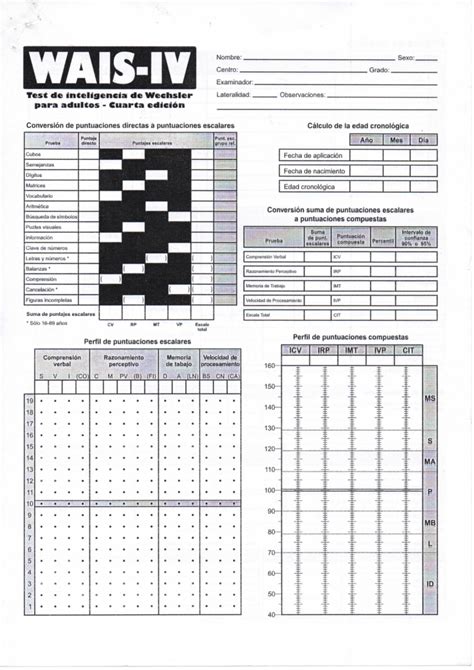Protocolo Wais Iv Pruebas Psicol Gicas Ii Studocu