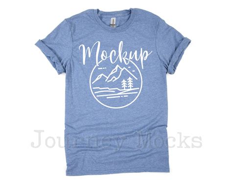 Gildan 64000 Heather Indigo Mockup Gildan Softstyle Mockup Unisex Tee