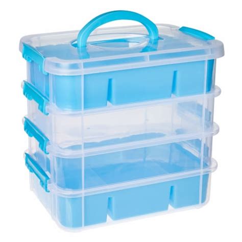 Stackable Plastic Craft Box Organizer Storage Container With 2 Tray And