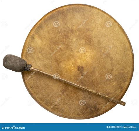 Native American Style Shaman Frame Drum Covered By Goat Skin With A