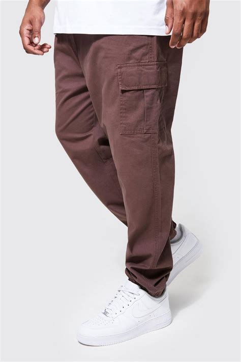 Mens Plus Slim Fit Cargo Trousers Boohoo Uk