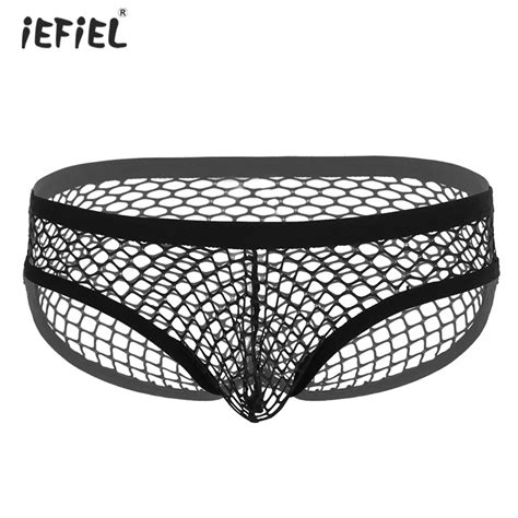 Iefiel Men Lingerie Breathable See Through Fishnet Sexy Panties Exotic