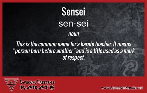 Karate Terms Glossary Definition Of Sensei