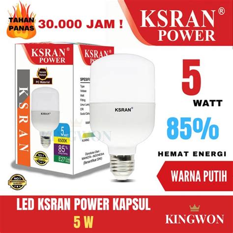 Jual KSRAN Lampu LED 5 Watt POWER Putih KAPSUL BOHLAM LED MURAH HEMAT