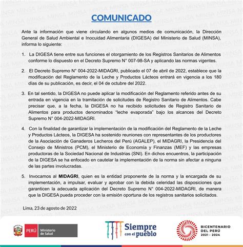 Ministerio De Salud On Twitter COMUNICADO El Minsa Informa A La