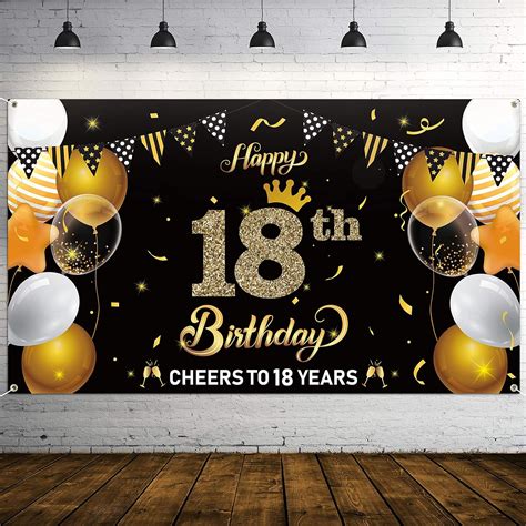 Buy WATINC Happy 18th Birthday Backdrop Banner Cheers To 18 Years