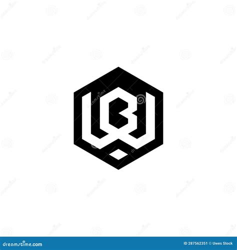 Wb Bw B W Initial Letters Hexagon Logo Vector Stock Illustration