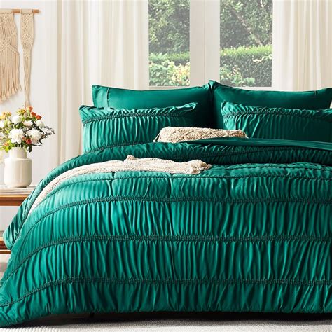 Unilibra King Size Comforter Sets 7 Piece Boho Emerald