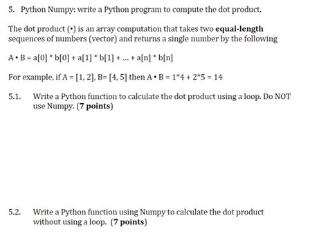 Solved 5 Python Numpy Write A Python Program To Compute