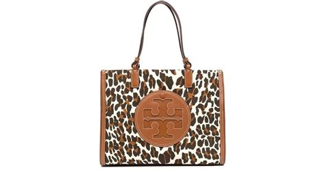 Tory Burch Canvas Ella Leopard Print Tote In Brown Lyst