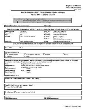 Fillable Online RAPID ACCESS HEART FAILURE CLINIC Referral Form Please