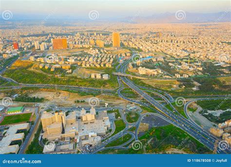 Skyline of Tehran. Highway Overpass Stock Photo - Image of road ...