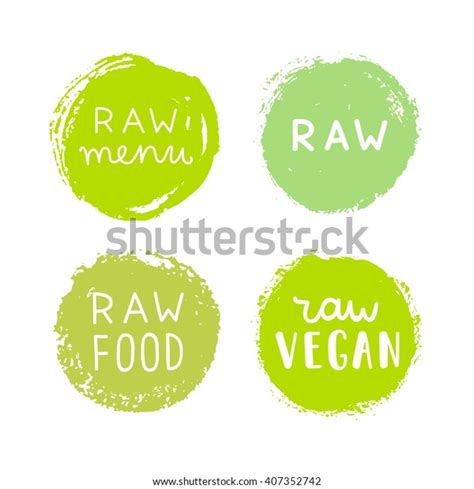 Set Raw Vegan Badges Can Be Stock Vector Royalty Free