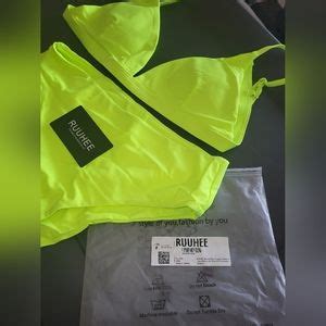 RUUHEE Swim Ruuhee High Wasted Piece Padded Pushup Flourescent Green Bikini New Large