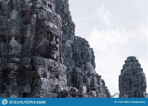 Face Towers In Bayon Temple Angkor Thom Stock Photo Cartoondealer