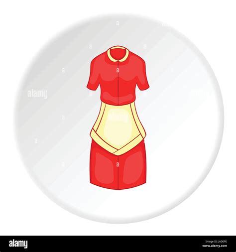 Roten Hausfrau Kleid mit Schürze Symbol Cartoon Illustration der